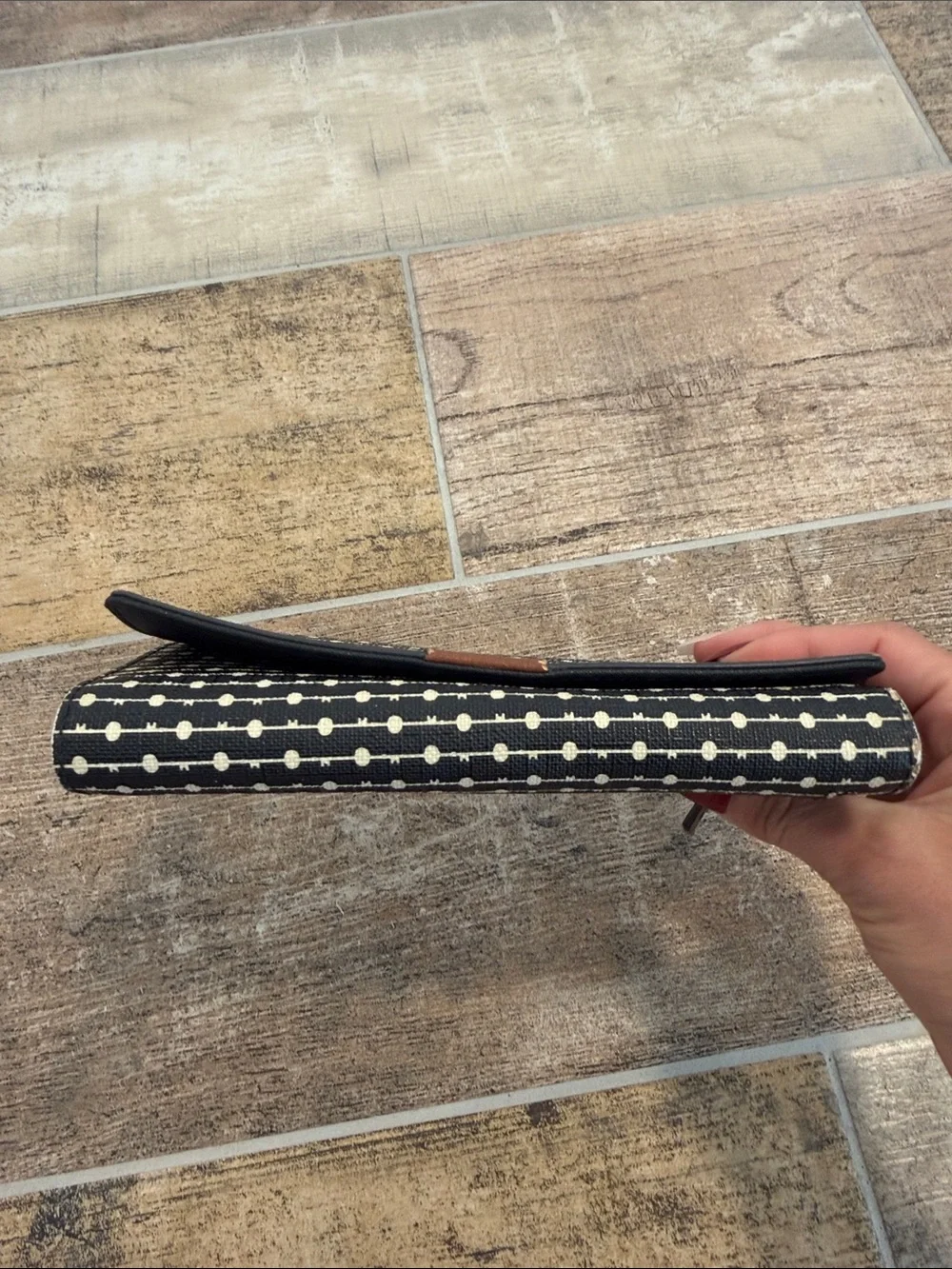 Fossil Black & Cream Polka Dot Wallet Womens